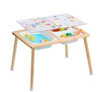 Table Sensorielle pour Tout-petits-Duoku-3 Bacs de Rangement-Tableau d'activités Double Face-Table de Jeu Intérieure/Extérieure
