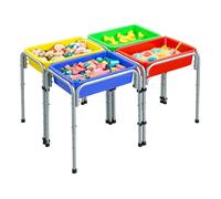 VEVOR Table Sensorielle pour Tout-Petits, Table d'Activité Réglable, avec 4 Bacs de Jeu de Rangement Amovibles pour Sable et Eau, Pieds Antidérapants, Structure en Acier Carbone, Coins Arrondis