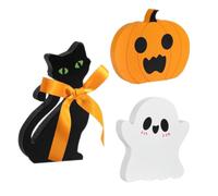 Table Signs Rustic Happy Halloween Table Centerpiece Featuring Black Cats
