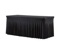 Table Skirt - Ruffle Table Skirt | Christmas Desk Skirtt, 6ft Black Pleated Ruffle Tablee Skirts Decorations, Christmas Tablle Cloth For Halloween Baby Shower Wedding Banquet Buffet Birthday Party