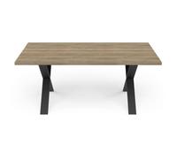 Table - STOUT - Rectangulaire - Décor mélamine halifax - Pied en X noir mat - 6 places - 180 x 90 cm - DEMEYERE Noir G