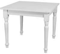 Table Style Champêtre En Tilleul Massif, Finition Blanche Antique L90xpr90xh78 Cm Multicolore