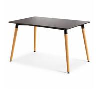 Table style scandinave 120x80cm plateau noir et pieds en bois massif