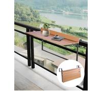 VEVOR Table Suspendue Balcon, 1000 x 485 x 480 mm, Table de Bar Pliante pour Balustrades de Balcon d'Extérieur, avec Plateau 1000 x 345 mm, Réglable sur 5 Niveaux, pour Garde-Corps de Patio Terrasse