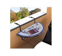 vidaXL Table de balcon suspendue Demi-circulaire Mosaïque Bleu et Blanc
