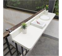 Table suspendue de balcon pliable à 5 niveaux - Hauteur réglable - Profil en aluminium - Table pliante résistante aux intempéries pour terrasse et jardin - Blanc - 80 x 39 cm