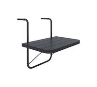Outsunny Table balcon suspendue pliante Rectangulaire Hauteur réglable Aluminium Noir 60×40×55-64 cm