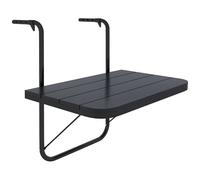 Outsunny Table balcon suspendue pliante Rectangulaire Hauteur réglable Aluminium Noir 60×40×55-64 cm