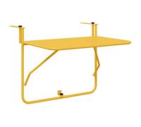 Table suspendue de balcon - vidaXL - 60x39x65 cm - Moutarde - Acier - Pliable - Assemblage facile - Gain de place
