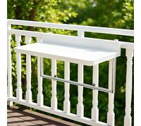 Table suspendue pliante pour balcon avec hauteurs réglables, table de balustrade flottante et table debout, table d'appoint murale pliante pour balcon, terrasse extérieure, compatible avec rails