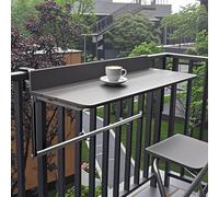 Table suspendue pliante pour garde-corps - Table de terrasse en aluminium - Table de terrasse extérieure réglable en hauteur - Bureau peu encombrant