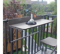 Table suspendue réglable en aluminium pour balcon - Pliable - Gain de place - Accessoire d'extérieur pour manger et se détendre facilement - Marron