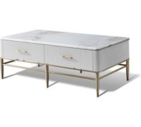 Table Table basse de luxe Salon Meubles italiens Tables Marbre Acier inoxydable Nouveau
