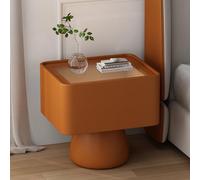 Table table de chevet en bois, table de chevet en cuir pour chambre, table de bout du lit de mode avec tiroirs de rangement, étage debout petit support de nuit, économie (couleur: orange, taille: 50