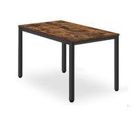 Table TESSA 120 x 60 cm plateau rustique brun pieds métalliques noirs table rectangulaire pour cuisine salle à manger et salon