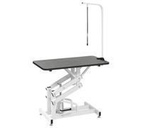 Table Toilettage Ajustable Hydraulique pour Chiens Chats Animaux | Surface caoutchouc dérapante, structure fer enduit poudre, bras réglable, pliable, fermoir coulissant