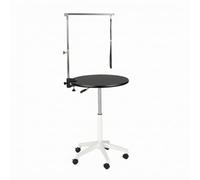 Table Toilettage Ron Ajustable , 60 Noir Avec Base Blanche | Pneumatique, Table Toilettage avec Boucle, Antidérapant, pour Maison