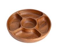 Table Tray - Wood, 11.81x1.77in Wood Tray 5-Compartment | Serving Platter for Snacks, Charcuterie and Desserts, Table Trays for Kitchen, Living Room, Picnic, Party and Outdoor Use