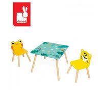 Table tropicale en bois JANOD - 1 table et 2 chaises - Décoration chambre d'enfant - Dès 3 ans