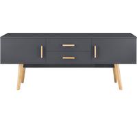 Table TV 140 x 40 x 56 cm Table TV avec 2 portes d'armoire et 2 tiroirs Lowboard Commode Gris foncé [en.casa]