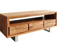 Table-TV Live-Edge Acacia Nature 146 cm 1 Compartiment 3 tiroirs Bordure d'arbre Meuble - TV