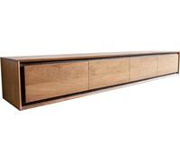 Meuble-TV Stonegrace 200 cm acacia nature 4 portes placage pierre flottant