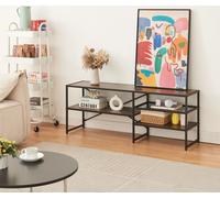 Table TV 'Västiarharg' avec 3 étagères Structure métallique 120 x 30 x 46 cm Noir / aspect noyer