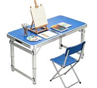 Table utilitaire pliante rectangulaire avec pieds en acier réglables, table de travail commerciale, tables à cartes portatives robustes, établi de camping pliable, support d'événement(Bleu,80cm/2.6ft)