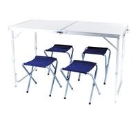 Table Valise Avec 4 Sièges Aluminium 120x60x70cm Blanc