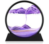 Tableau 3D en verre avec cadre en sable mouvant - Paysage de sable cinétique en mouvement - Décoration idéale pour la maison, le bureau, la bibliothèque, la décoration (17,8 cm, violet)