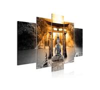 Tableau 5 Panneaux "Buddha Smile Wide Orange" 50 x 100 cm