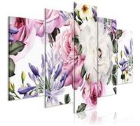 Tableau - Rose Composition (5 Parts) Wide Colourful - 100x50 (8339)