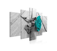 Tableau 5 Panneaux "Rose on Wood Wide Turquoise" 50 x 100 cm