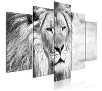 Tableau The King of Beasts (5 Parts) Wide Black and White-Taille L 100 x H 50 cm Imprimé