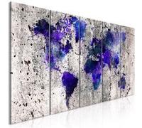 Tableau World Map: Ink Blots (5 Parts) Narrow-Taille L 225 x H 90 cm