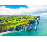 Tableau 80 x 50 cm : paysage panoramique pittoresque sur les falaises d'Etretat naturel étonnant falaises Etretat, Normandie, France, La M (128914916)