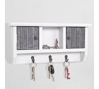 Tableau à clés HWC-A48, boîte à clés Tableau à clés avec portes, bois massif certifié MVG ~ shabby gris-blanc
