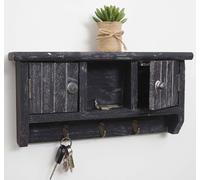 Tableau à clés HWC-A48, boîte à clés Tableau à clés avec portes, bois massif certifié MVG ~ shabby gris