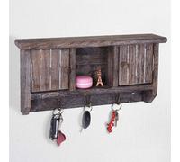 Tableau à clés HWC-A48, boîte à clés Tableau à clés avec portes, bois massif MVG ~ shabby brun