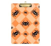 Tableau à clip Halloween en acrylique imperméable avec motif araignée noire, lettre standard A4, pour devoirs pédiatriques, doré, 30,5 x 22,9 cm, tabla pour escribir avec clip
