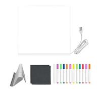 Tableau à dessin à DEL en acrylique transparent - Avec 12 stylos de couleur et support pliable effaçable à sec - Tableau LED effaçable à sec pour jeunes, filles, garçons, anniversaire, dessin