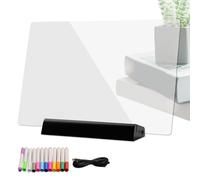 Tableau à dessin éclairé RVB - Tableau blanc transparent à LED avec 12 stylos colorés | Activités amusantes et éducatives pour enfants, école, maison, bureau, projets de vacances, art,
