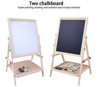 Tableau à dessin en bois double face pour enfants - Art Wooden Drawing Board - 2 en 1 - Hauteur réglable