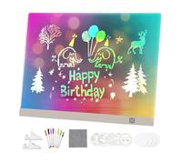 Tableau à dessin LED alimenté par USB avec panneau d'apprentissage des couleurs, tableau LED pour avec lumières pour - Pour écrire, peindre, griffonner à la maison, à l'école, au