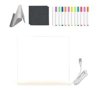 Tableau À Dessin LED - Ardoise Lumineuse En Acrylique PP 20x20/20x30 Cm | Transparente Effaçable À Sec Avec 12 Feutres Colorés Et Support Pliable Réglable | Matériel D'Art Pour Adultes, Jeunes