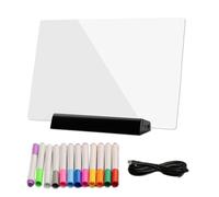 Tableau à dessin LED effaçable en RVB avec 12 crayons de couleurs | Lumière de page pour livres pour enfants, nuit, maison, bureau, école, art, dessin, peinture et coloriage