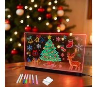 Tableau à Dessin LED pour Enfants - Tableau D'affichage LED en Acrylique 7 Couleurs avec Stylo de Couleur et Support Réglable pour Enfants, Noël, Halloween et les Anniversaires