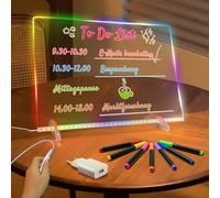 Tableau à dessin LED, tableau d'affichage LED, avec 8 couleurs, 6 modes d'éclairage, tableau d'écriture acrylique avec pack de piles, coffret cadeau complet avec accessoires, tableau à peindre LED