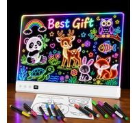 Tableau à dessin LED TOHETO pour enfants, tableau à dessin LED rechargeable avec 16 effets lumineux, tablette de dessin lumineuse néon, idéal pour les filles et les adolescentes, 12 marqueurs