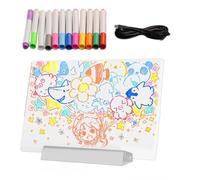 Tableau à dessin lumineux pour - Tableau blanc portable avec stylo de 12 couleurs | Lampe plate créative | Écran interactif effaçable pour le bureau de peinture d'art de vacac